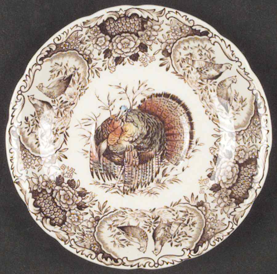 Woodland Wild Turkeys Brown Multicolor Saucer by Johnson Brothers-1