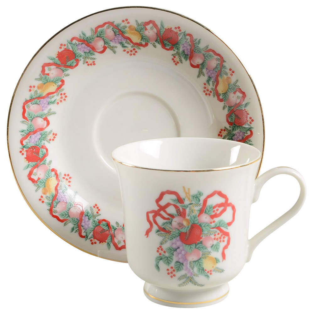 Cranberry Hill Footed Cup & Saucer Set by JCPenney-1