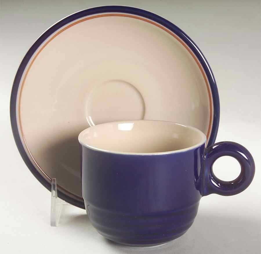 Antique Blue Flowers Flat Cup & Saucer Set by Jepcor-1