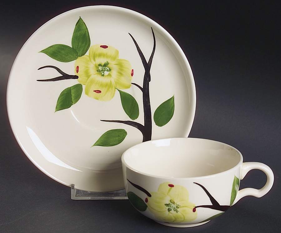 Dixie Dogwood Flat Cup & Saucer Set by Joni China-1