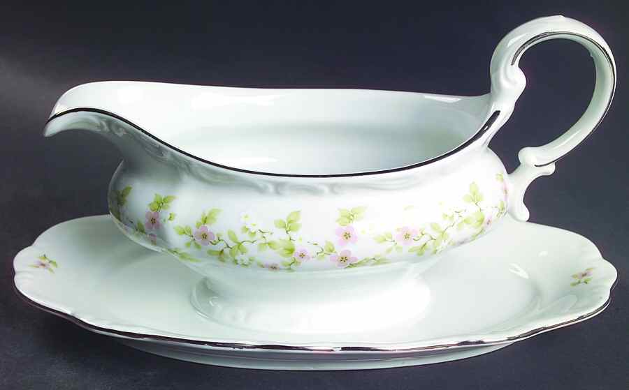 April Blossom Gravy Boat with Attached Underplate by Johann Haviland-1