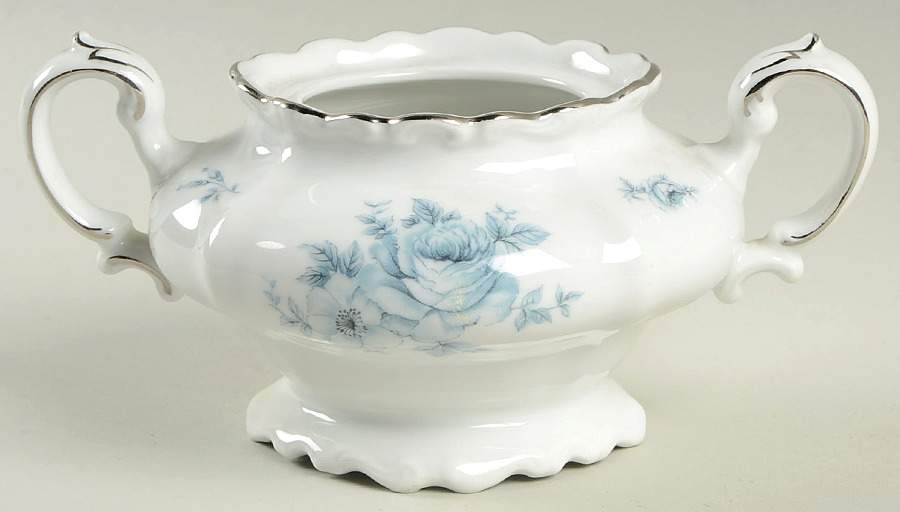 Blue Bouquet Platinum Sugar Bowl No Lid by Johann Haviland-1