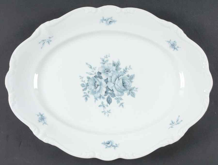 Blue Bouquet Platinum 14" Oval Serving Platter by Johann Haviland-1