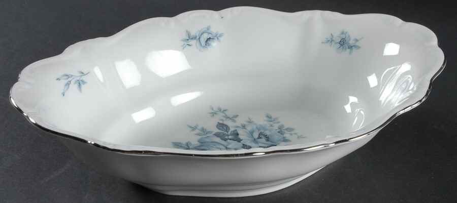 Blue Bouquet Platinum 10" Oval Vegetable Bowl by Johann Haviland-1