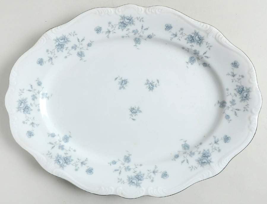 Blue Garland (Bavaria Backstamp) 12" Oval Serving Platter by Johann Haviland-1