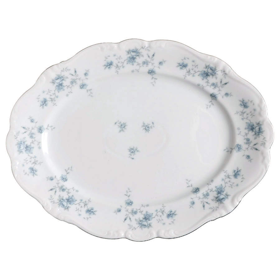 Blue Garland (Bavaria Backstamp) 14" Oval Serving Platter by Johann Haviland-1