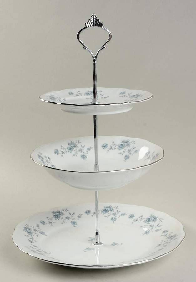 Blue Garland (Bavaria Backstamp) 3-Tiered Serving Tray (DP, SOC, BB) by Johann Haviland-1