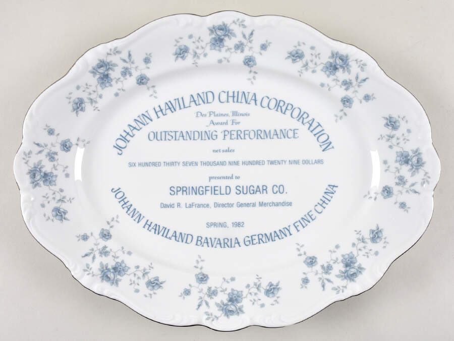 Blue Garland (Bavaria Backstamp) 14" Oval Serving Platter by Johann Haviland-1