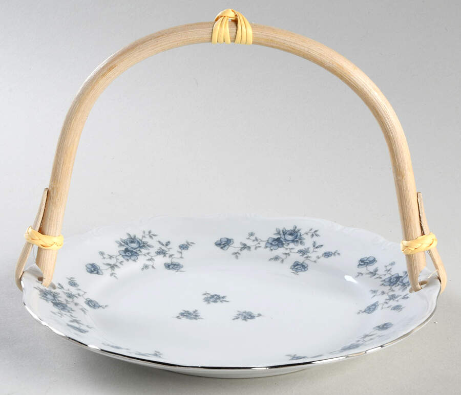 Blue Garland (Bavaria Backstamp) 5 3/8"-5 5/8" Bamboo Handled Serving Plate  HC by Johann Haviland-1