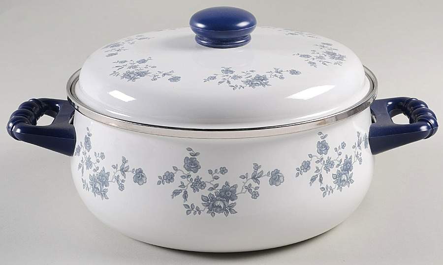 Blue Garland (Bavaria Backstamp) 5 Qtt Metal Dutch Oven & Lid by Johann Haviland-1