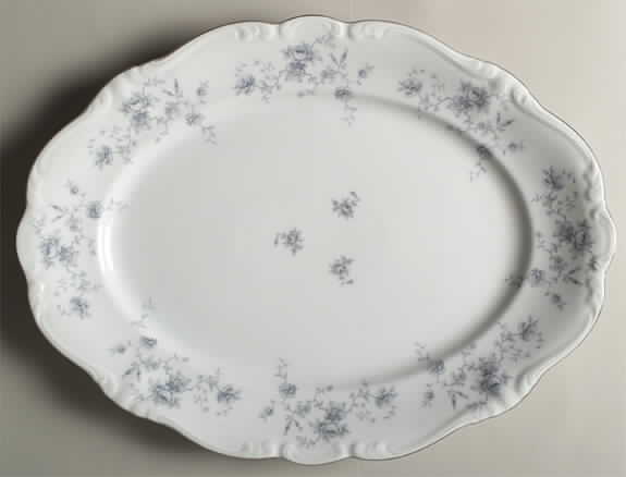 Blue Garland (Bavaria Backstamp) 15" Oval Serving Platter by Johann Haviland-1