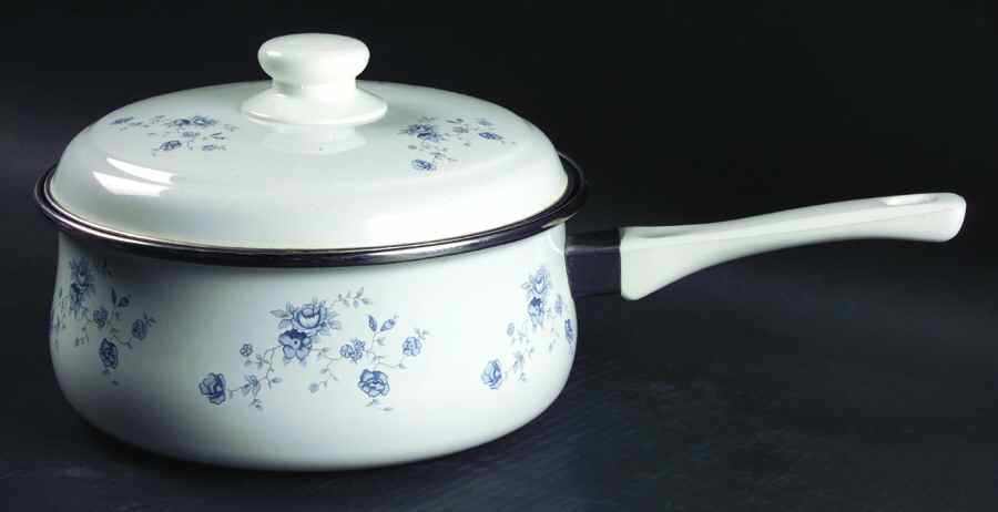 Blue Garland (Bavaria Backstamp) 2 Quart Metal Covered Saucepan by Johann Haviland-1