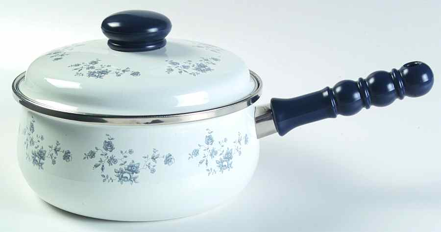 Blue Garland (Bavaria Backstamp) 2 Quart Metal Covered Saucepan by Johann Haviland-1