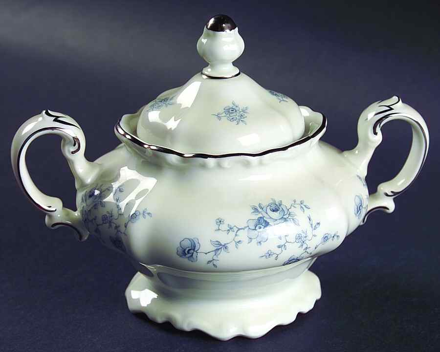 Blue Garland (Bavaria Backstamp) Sugar Bowl & Lid by Johann Haviland-1