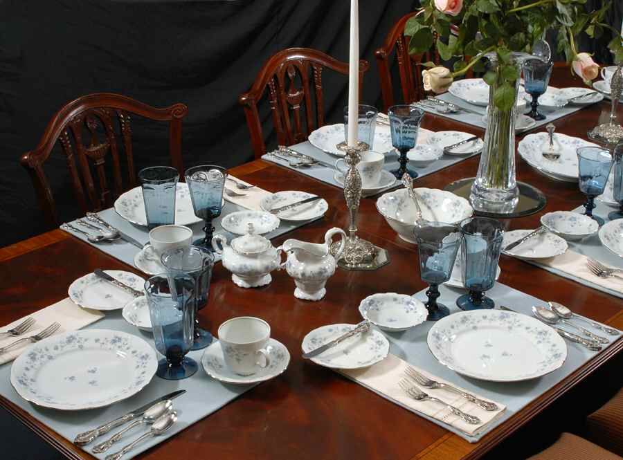 Blue Garland (Bavaria Backstamp) 45 Piece Estate Set by Johann Haviland-1