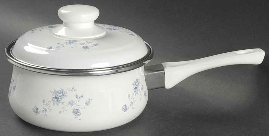 Blue Garland (Bavaria Backstamp) 1.0 Quart Metal Covered Saucepan by Johann Haviland-1