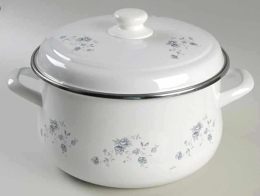 Blue Garland (Bavaria Backstamp) 6.5 Qt Metal Stock Pot by Johann Haviland-1