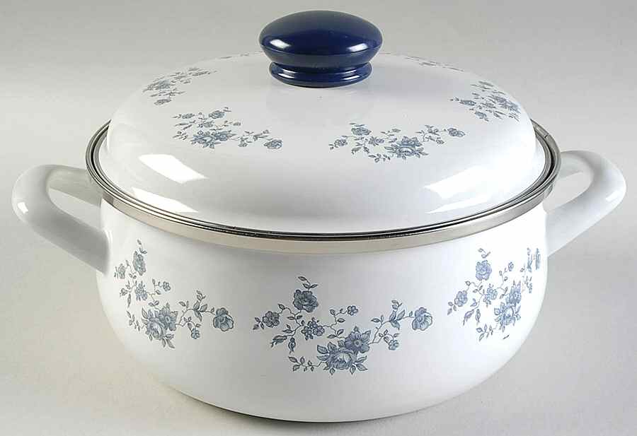 Blue Garland (Bavaria Backstamp) 3 Quart Metal Covered Casserole by Johann Haviland-1
