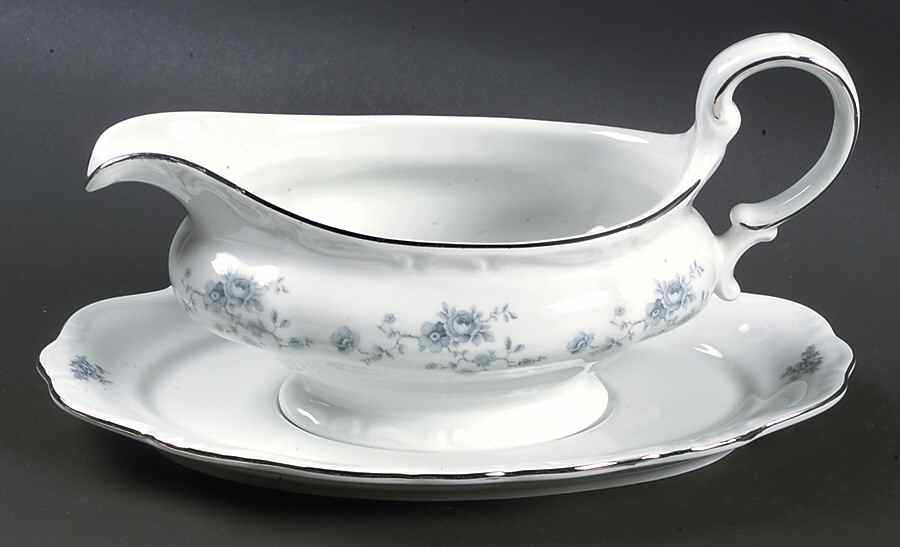 Blue Garland (Bavaria Backstamp) Gravy Boat & Underplate by Johann Haviland-1