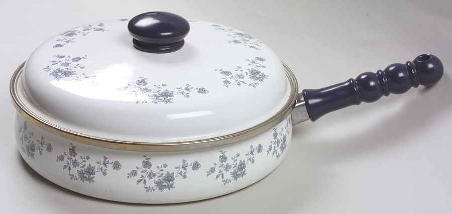 Blue Garland (Bavaria Backstamp) 10" Metal Skillet & Lid by Johann Haviland-1