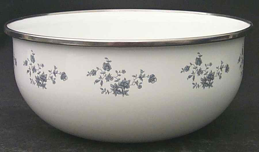 Blue Garland (Bavaria Backstamp) Large Metal Mixing Bowl by Johann Haviland-1
