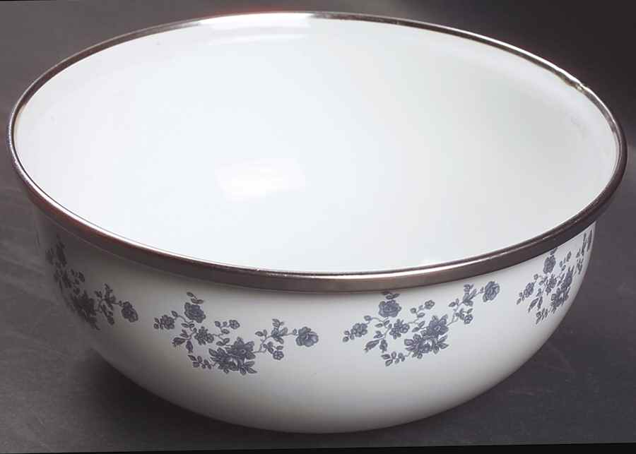 Blue Garland (Bavaria Backstamp) Medium Metal Mixing Bowl by Johann Haviland-1