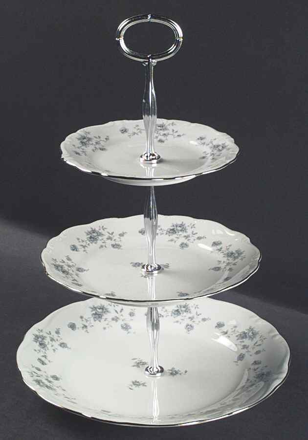 Blue Garland (Bavaria Backstamp) 13 7/8"-14 1/4" 3-Tiered Serving Tray(DP,SP,BB) HC by Johann Haviland-1