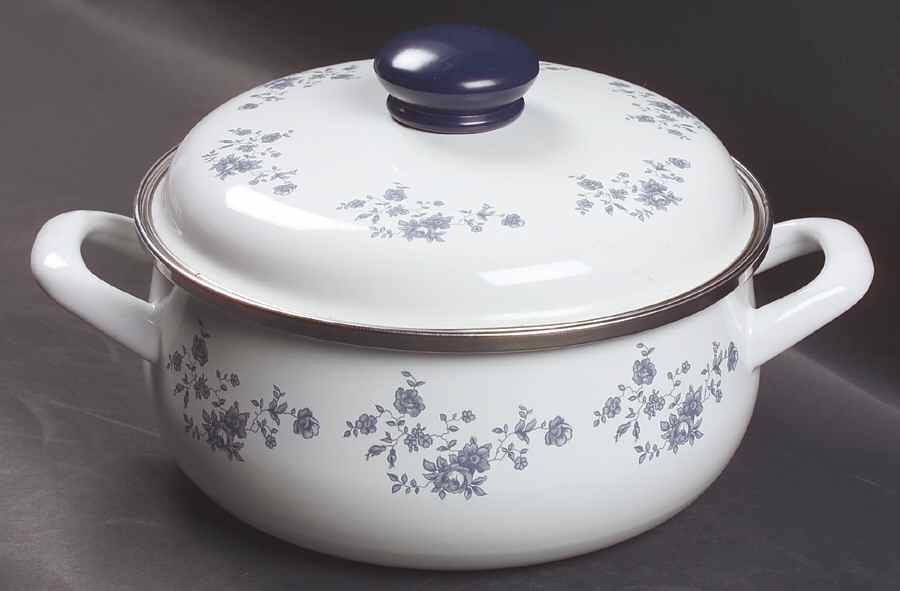 Blue Garland (Bavaria Backstamp) 2 Quart Metal Covered Saucepan by Johann Haviland-1