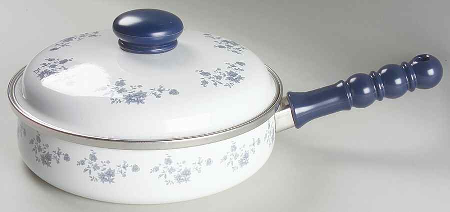 Blue Garland (Bavaria Backstamp) 8" Metal Skillet & Lid by Johann Haviland-1