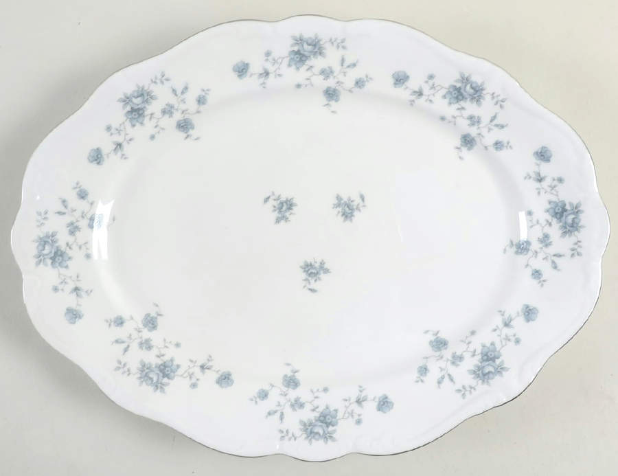 Blue Garland (Thailand Traditions) 13" Oval Serving Platter by Johann Haviland-1