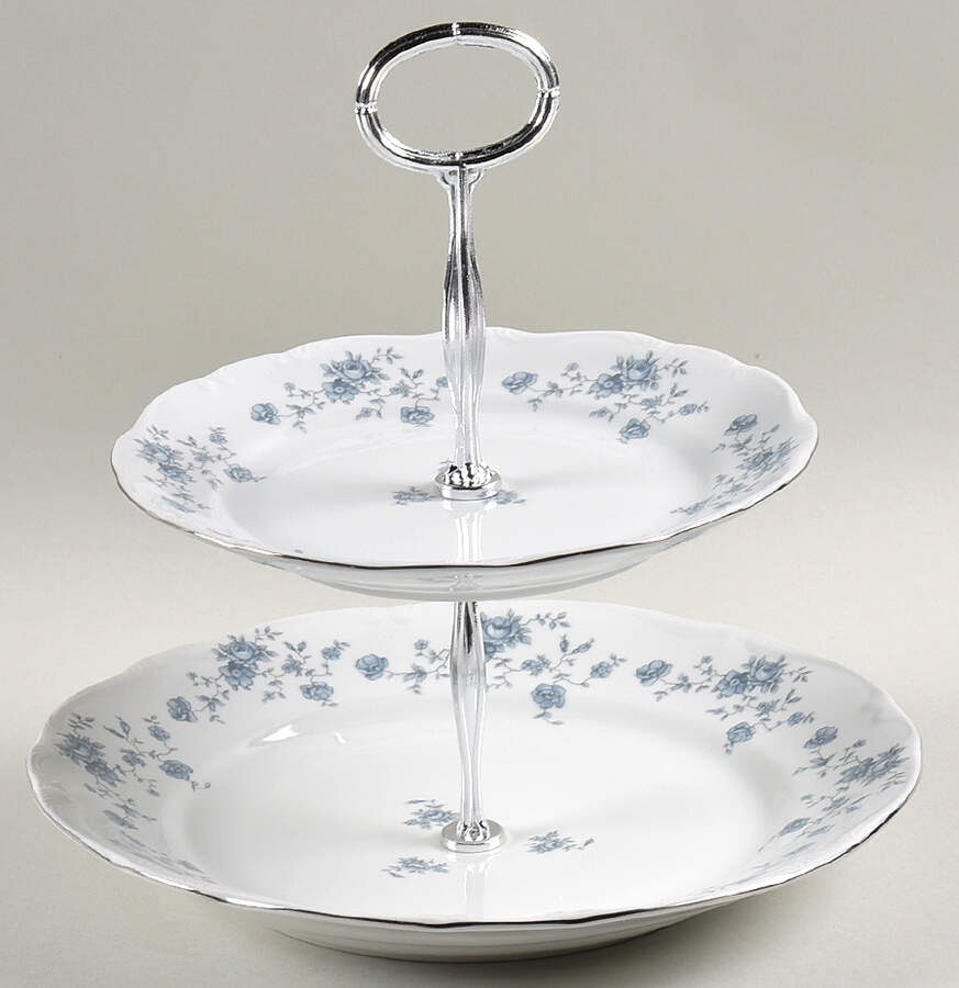 Blue Garland (Thailand Traditions) 13 7/8"-14 1/4" 3-Tiered Serving Tray(DP,SP,BB) HC by Johann Haviland-1