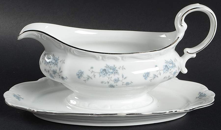 Blue Garland (Thailand Traditions) Gravy Boat with Attached Underplate by Johann Haviland-1