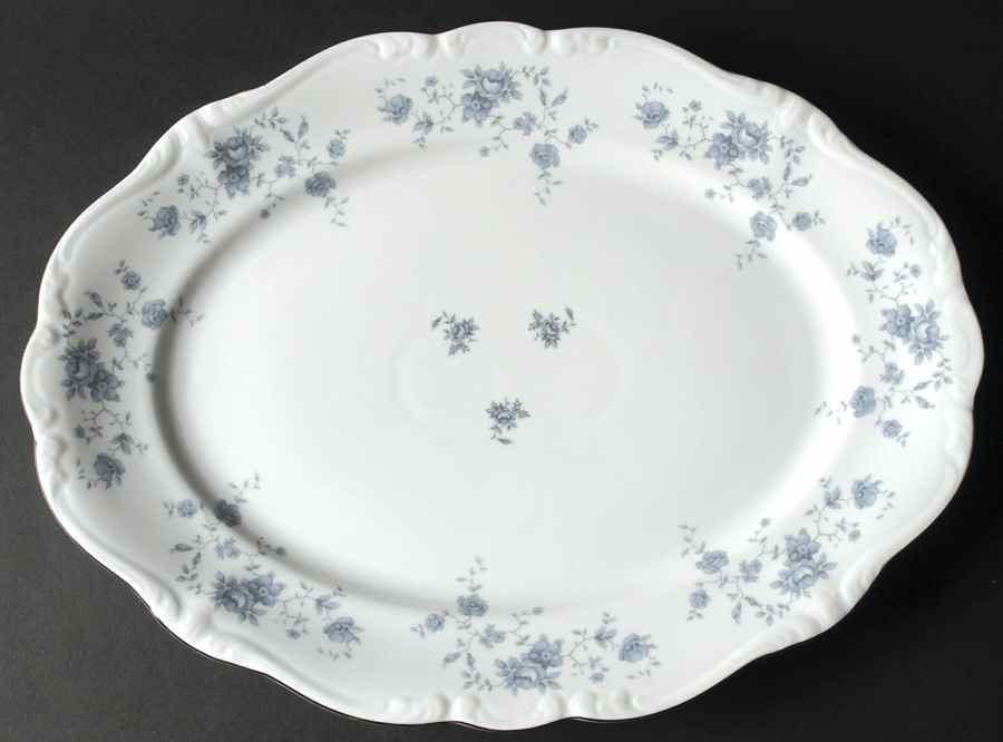 Blue Garland (Thailand Traditions) 15" Oval Serving Platter by Johann Haviland-1