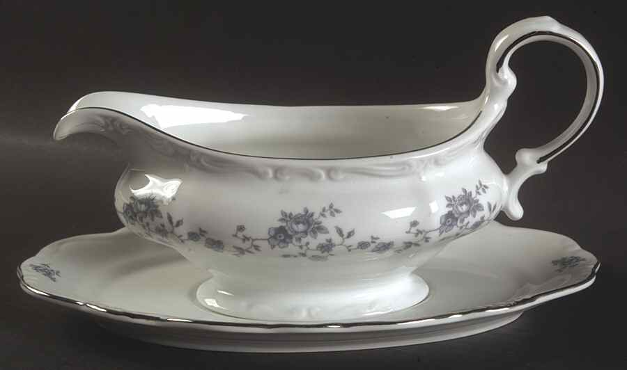 Blue Garland (Thailand Traditions) Gravy Boat & Underplate by Johann Haviland-1