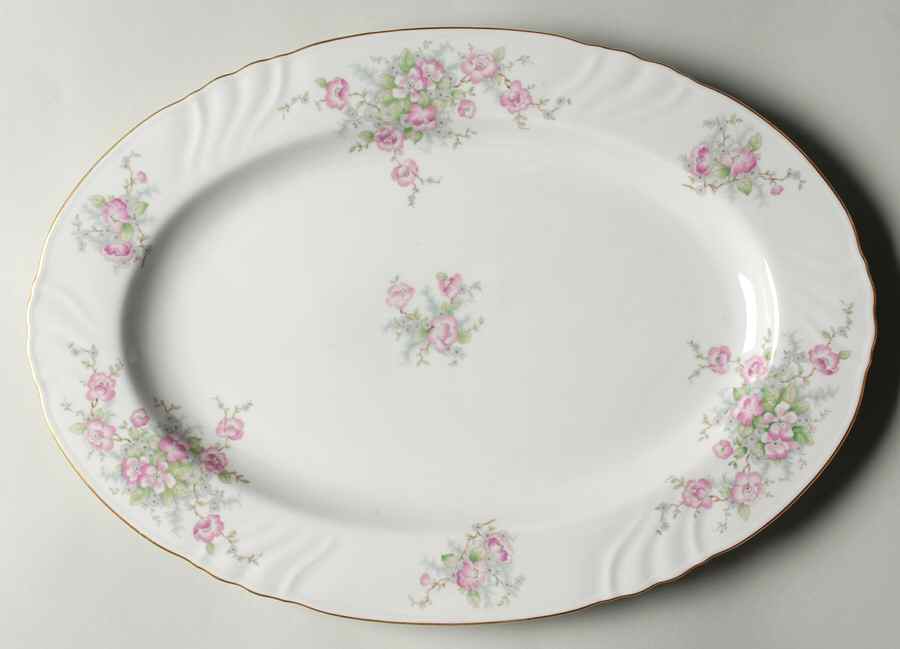 Bridal Rose (No Verge, All White) 16" Oval Serving Platter by Johann Haviland-1