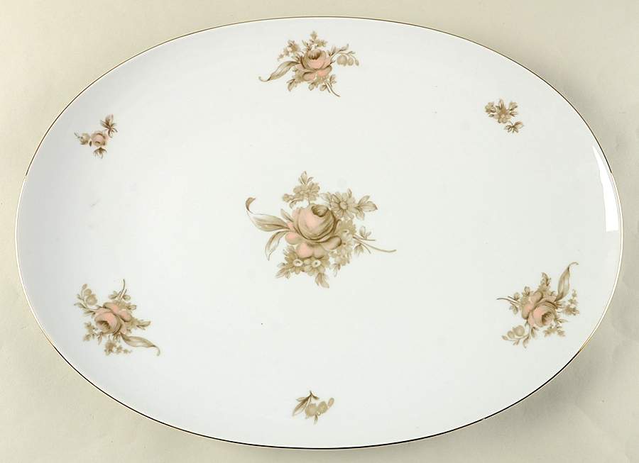 Brown Rose 15" Oval Serving Platter by Johann Haviland-1