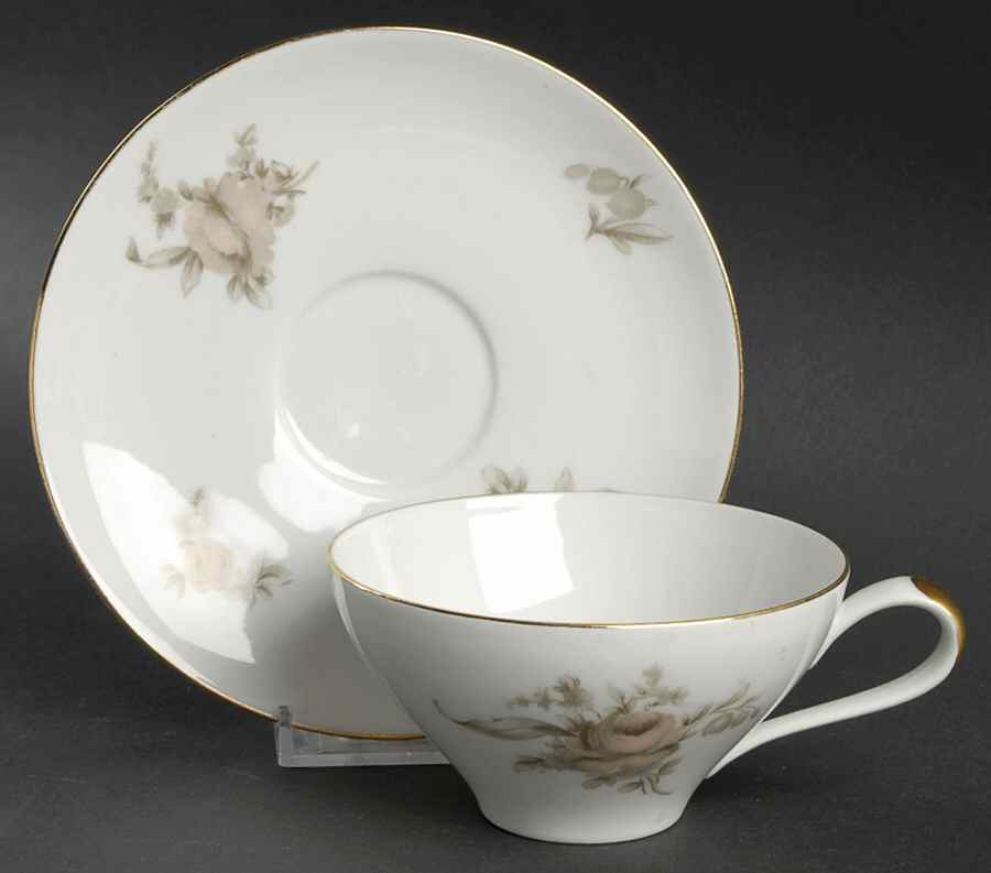Brown Rose Flat Cup & Saucer Set by Johann Haviland-1