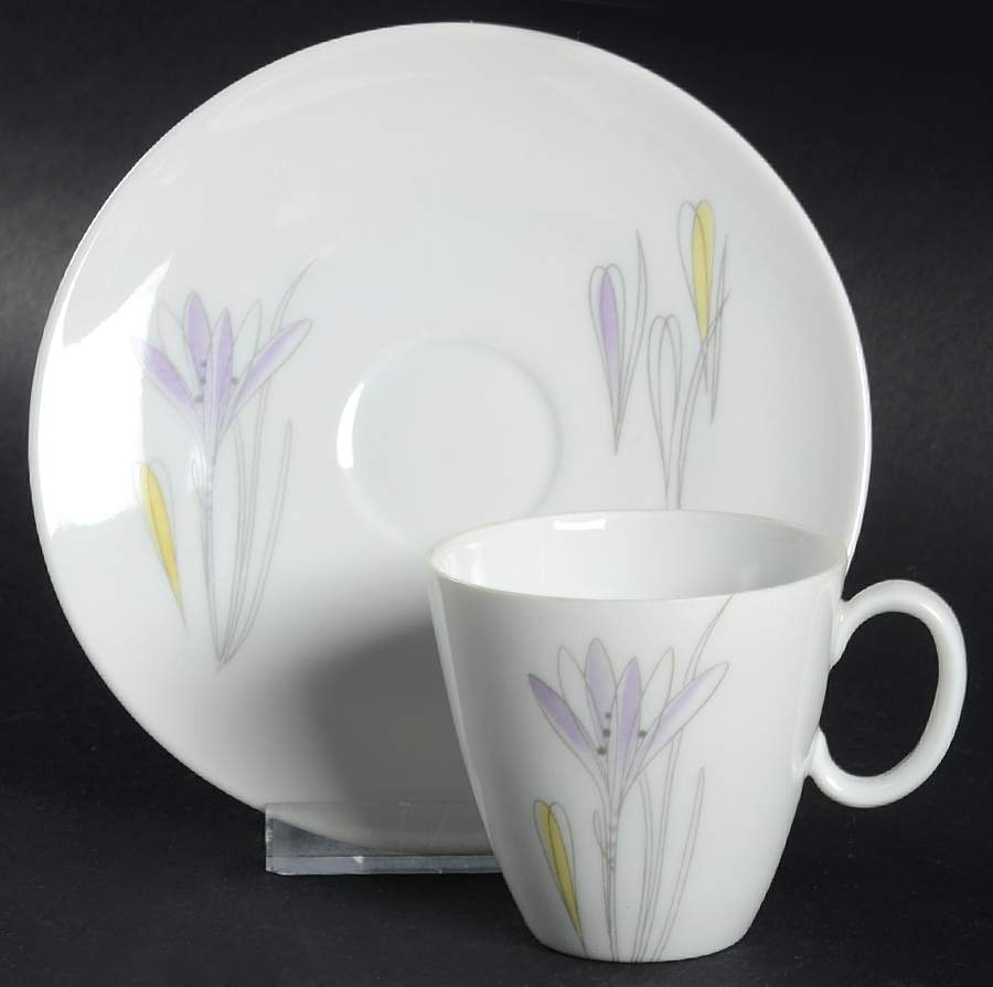 Crocus Flat Demitasse Cup & Saucer Set by Johann Haviland-1