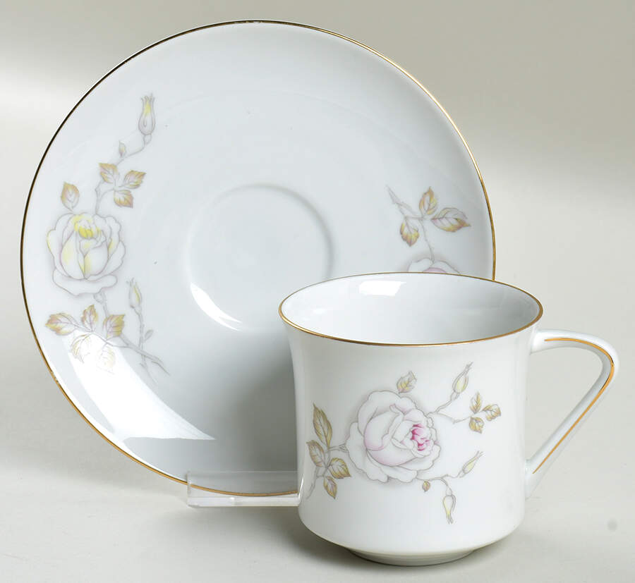 Dawn Rose Flat Cup & Saucer Set by Johann Haviland-1