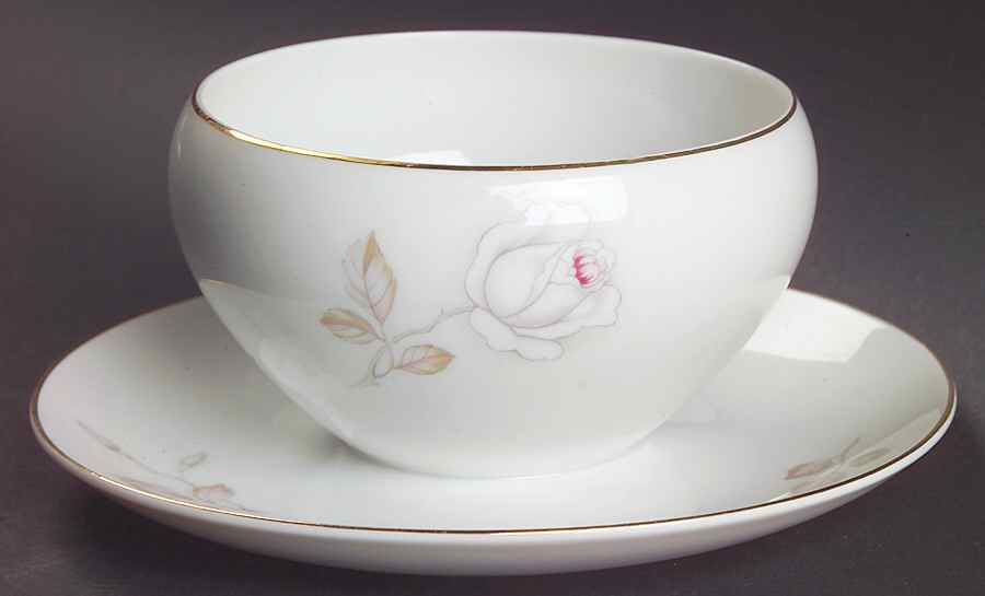 Dawn Rose Gravy Boat with Attached Underplate by Johann Haviland-1