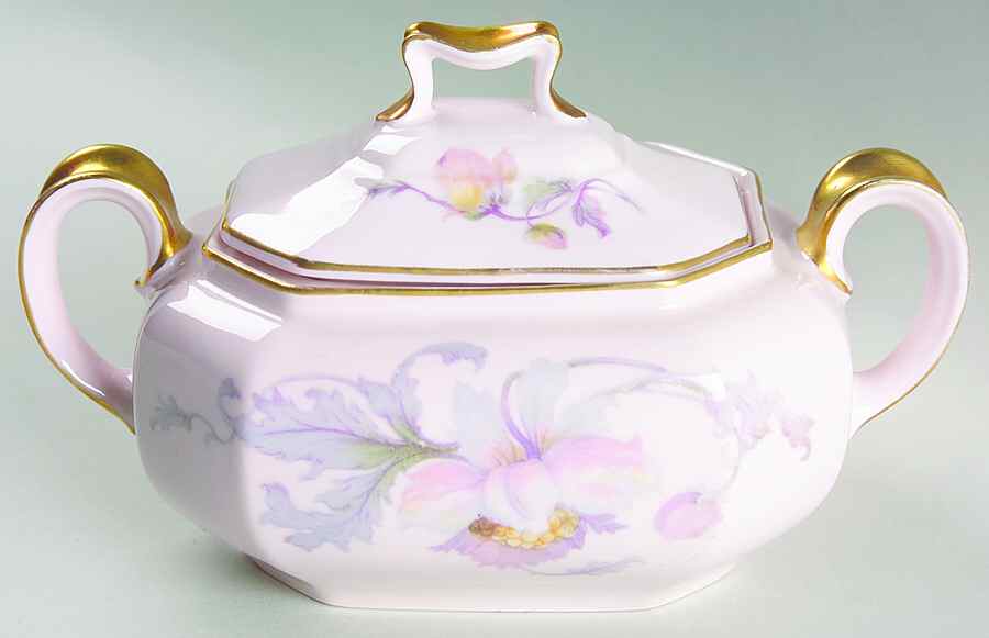 Dogwood (Gold Trim) Sugar Bowl & Lid by Johann Haviland-1