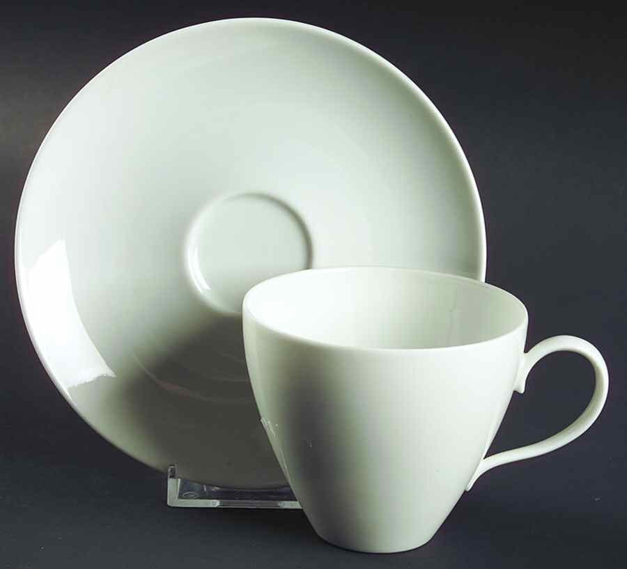 Eva White Flat Cup & Saucer Set by Johann Haviland-1