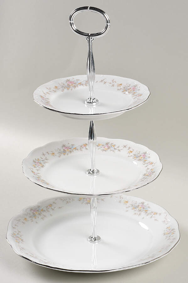 Floral Splendor 13 7/8"-14 1/4" 3-Tiered Serving Tray(DP,SP,BB) HC by Johann Haviland-1