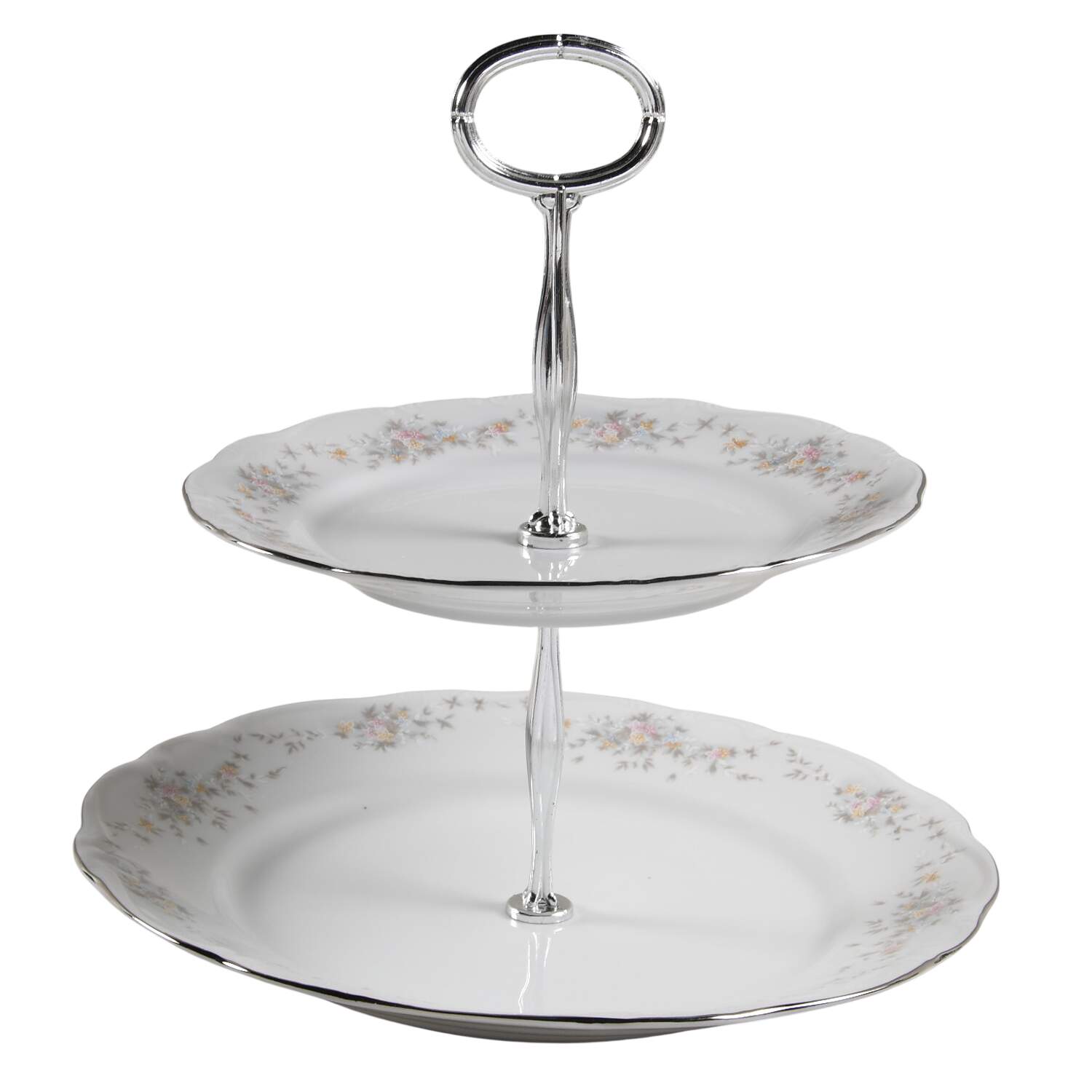 Floral Splendor 6 5/8"-10"  2 Tiered Serving Tray (Dp, Sp) HC by Johann Haviland-1