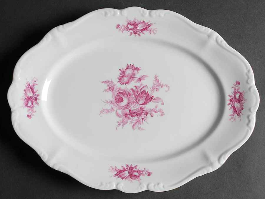 French Rose 12" Oval Serving Platter by Johann Haviland-1