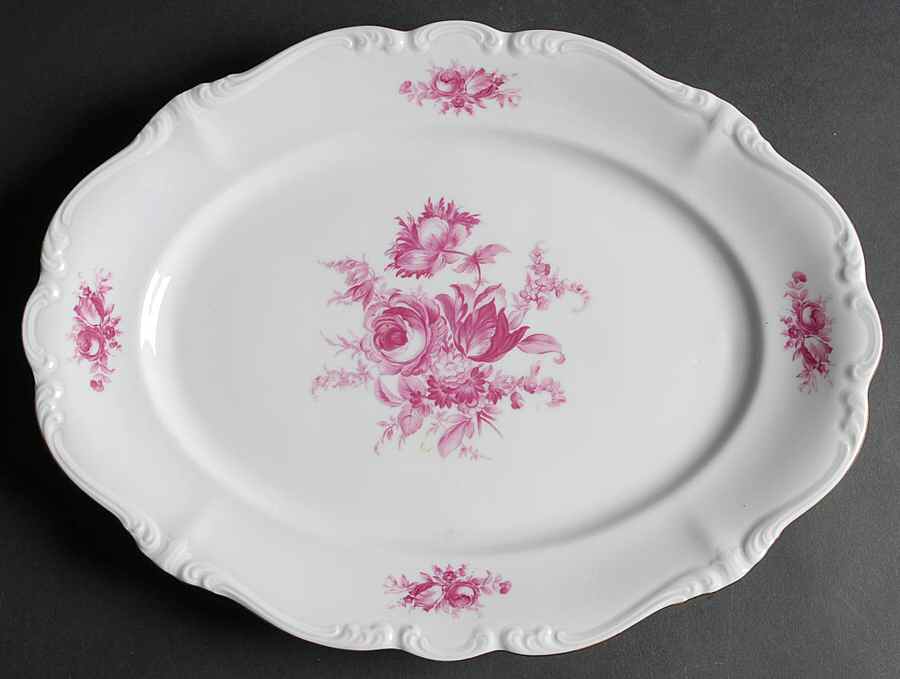 French Rose 14" Oval Serving Platter by Johann Haviland-1