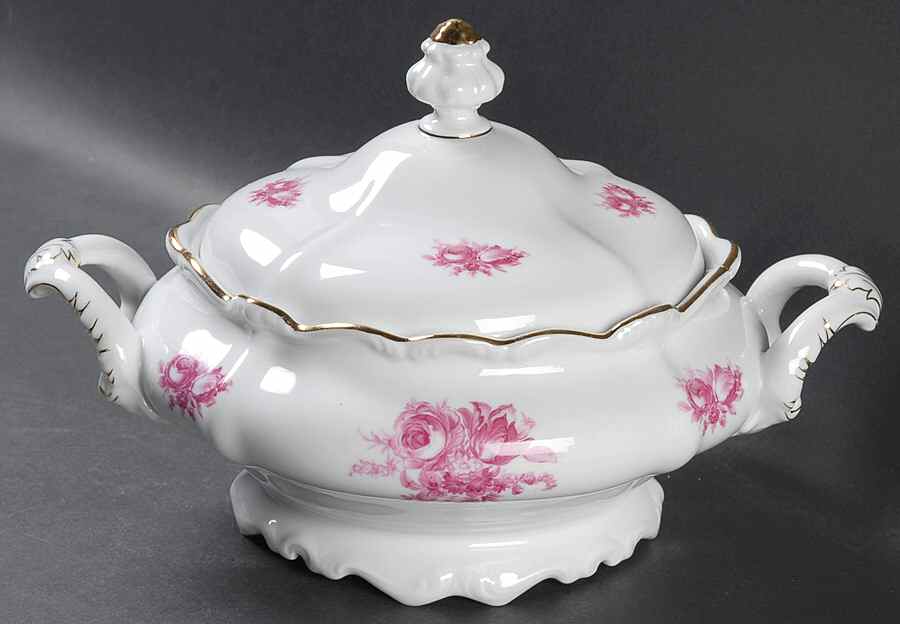 French Rose Round Covered Vegetable by Johann Haviland-1