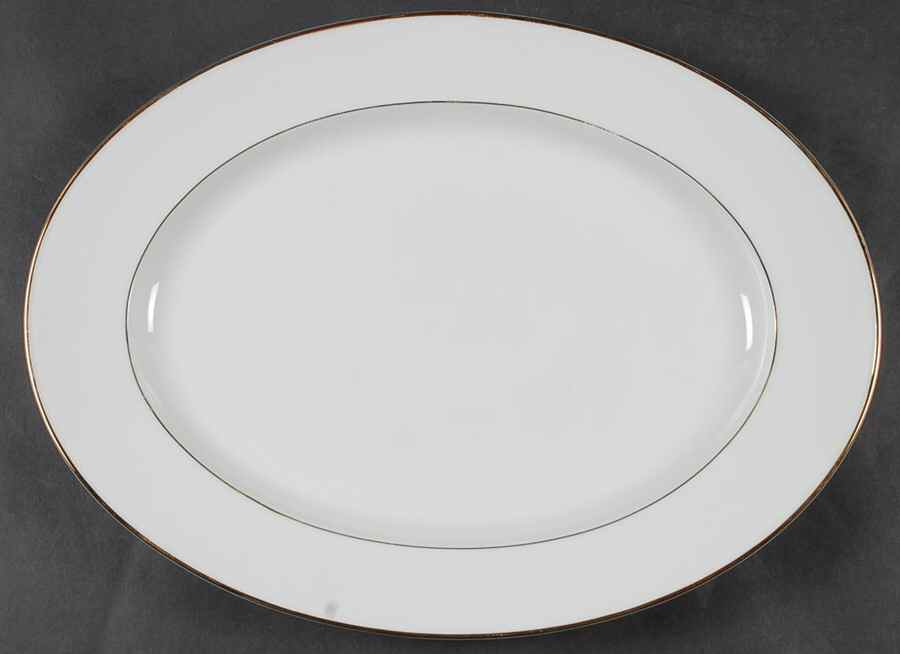 Golden Band 14" Oval Serving Platter by Johann Haviland-1
