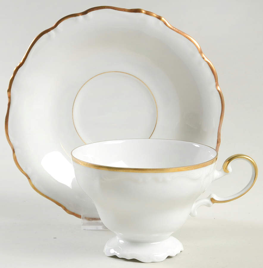 Gold Baroque Footed Cup & Saucer Set by Johann Haviland-1
