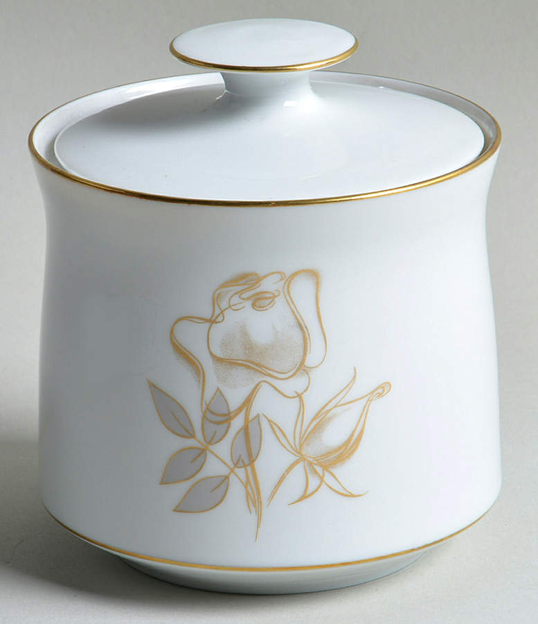 Gold Rose Sugar Bowl & Lid by Johann Haviland-1